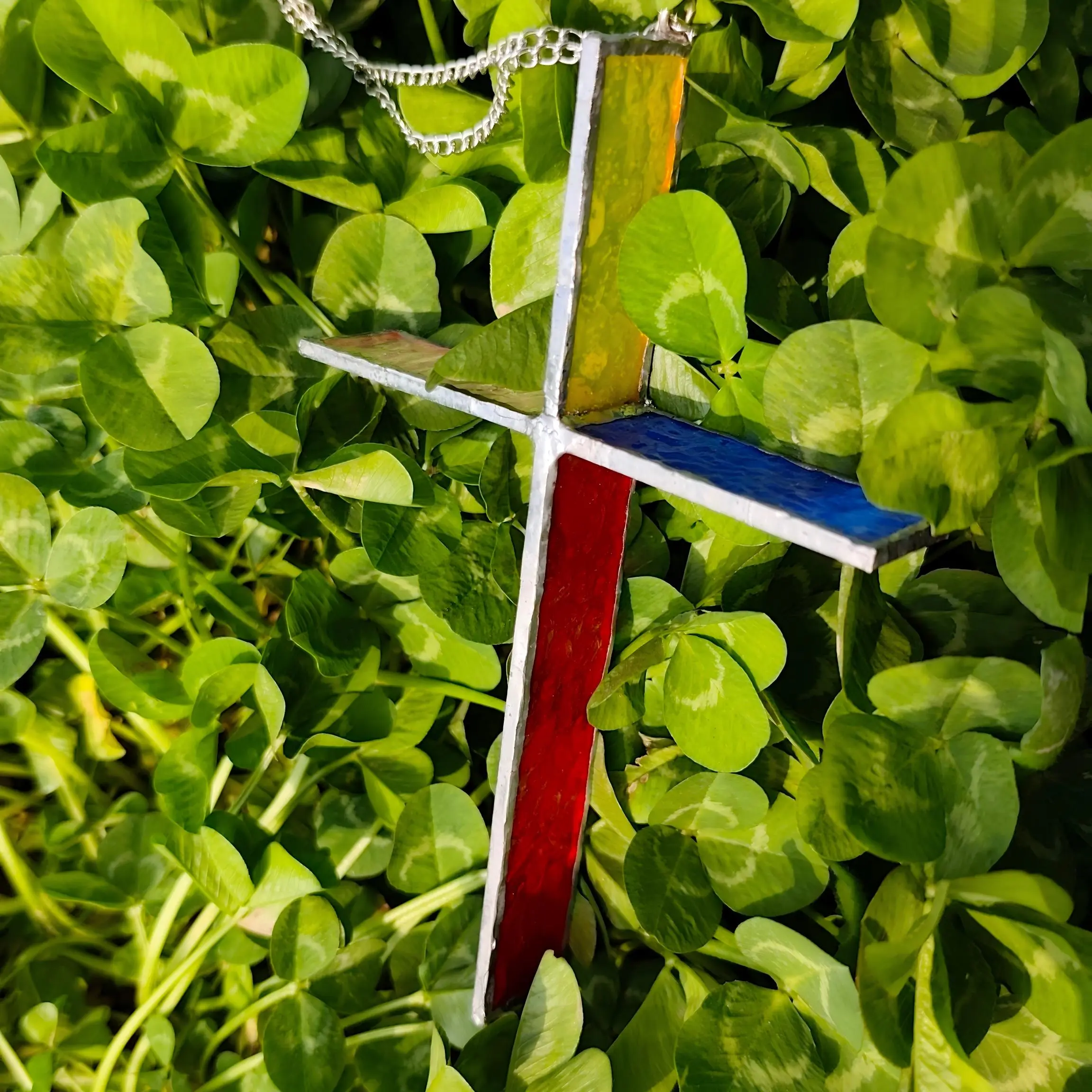 Stained Glass Cross, Ornament for Home Festive Decorations
