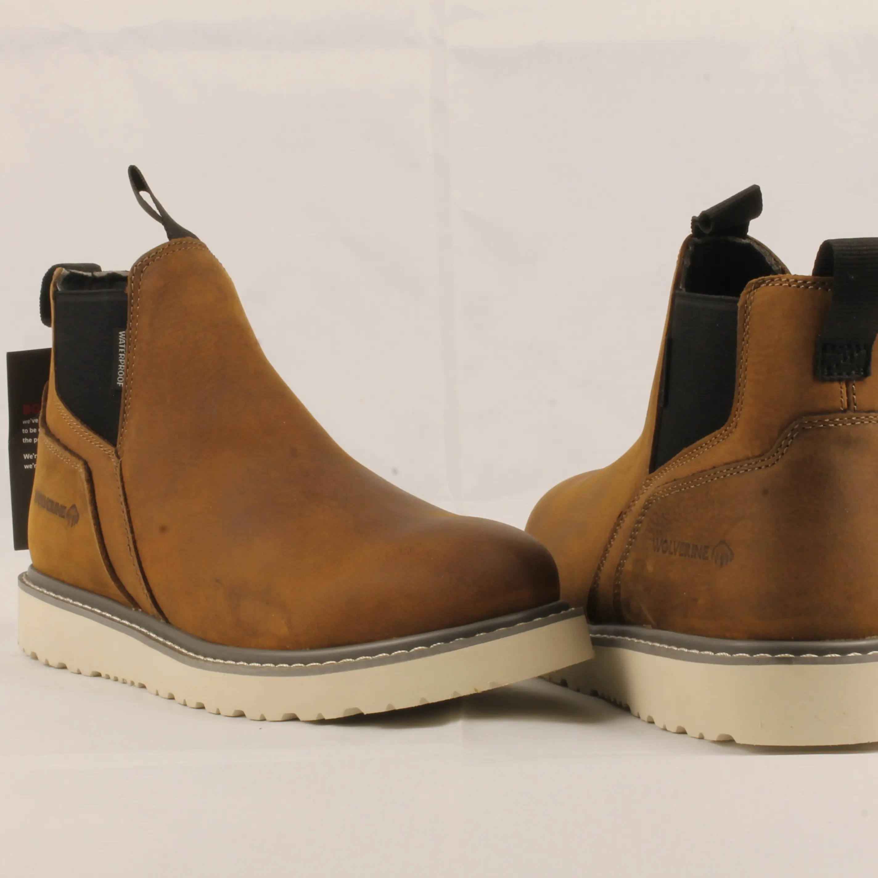 Wolverine Men's Trade Romeo Slip-On Work Boots - Waterproof Leather Wedge Sole, All-Day Support for Job Sites & Daily Wear