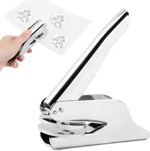 Custom Book Embosser Stamp – Handheld Embossing Seal for Books, Business Cards & Paper, Personalize with Your Own Text or Logo, Silver