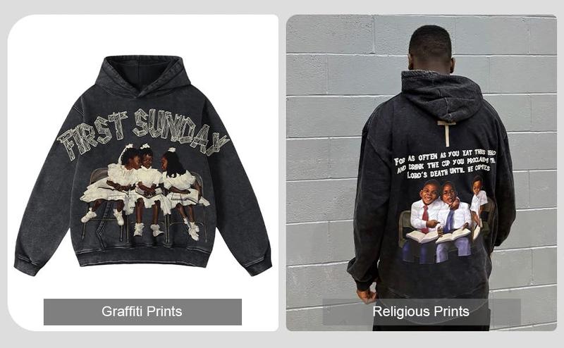 Sopula Studio Men's Woman Vintage First Sunday Faith Graphic Acid Washed Oversized Hoodie