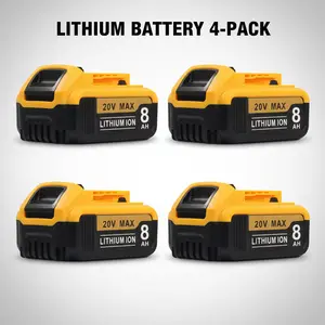 1/2/4-Pack 8.0Ah 20V Max Battery Replacement for Dewalt 20V Battery Lithium-Ion, Compatible with Dewalt 20V Tools DCB200 /206& 20V Chargers, High Capacity Replacement Packs