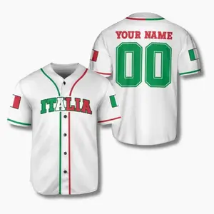Custom Italia White Baseball Jersey, Personalized Name & Number Button Up Shirt, Italian Flag Sleeves 3Y