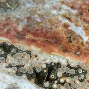 Ocean Jasper Freeform/Slab – Orbicular Jasper with Druzy Pockets with stand