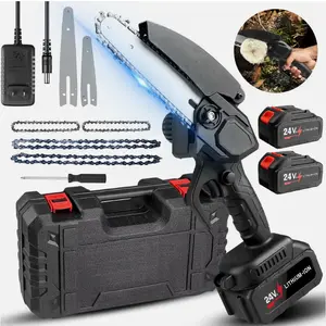 Professional 21V Cordless Chainsaw with 2 Batteries 2H Continuous Runtime Safety Lock Baffle Design Complete Safety Kit for Home Garden Use