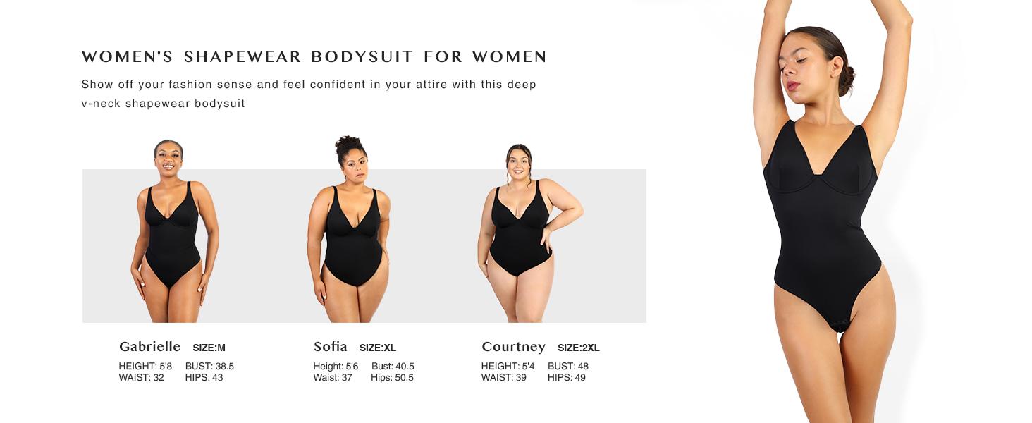 FeelinGirl Women V Neck Bodysuit Thong Tummy Control Shapewear TTS Basic Fabric Womenswear FeelinGirl Women V Neck Bodysuit Thong Tummy Control Shapewear TTS Basic Fabric Womenswear