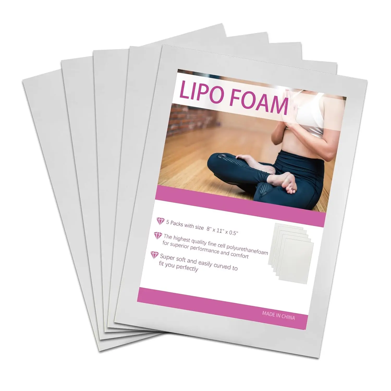 LS Lipo Foam Pads, 4-Pack 8"x11" Bbl Foam Boards ,Soft Foam Pads for Liposuction Surgery, Abdominoplasty surgery, Compatible with Ab Board Compression Garments, faja body shaper, Help with post-operative recovery Healing Process Thighs