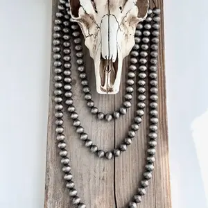 3 Layered Western Style 10mm Navajo Pearl Bead Necklace