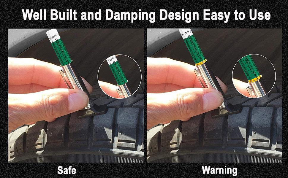 2 Counts 25mm Car Tire Tread Depth Gauge Color Coded, Universal Car Tire Tread Depth MeterReads in MM and 32nds, Quickly Identifies Tread on Tires