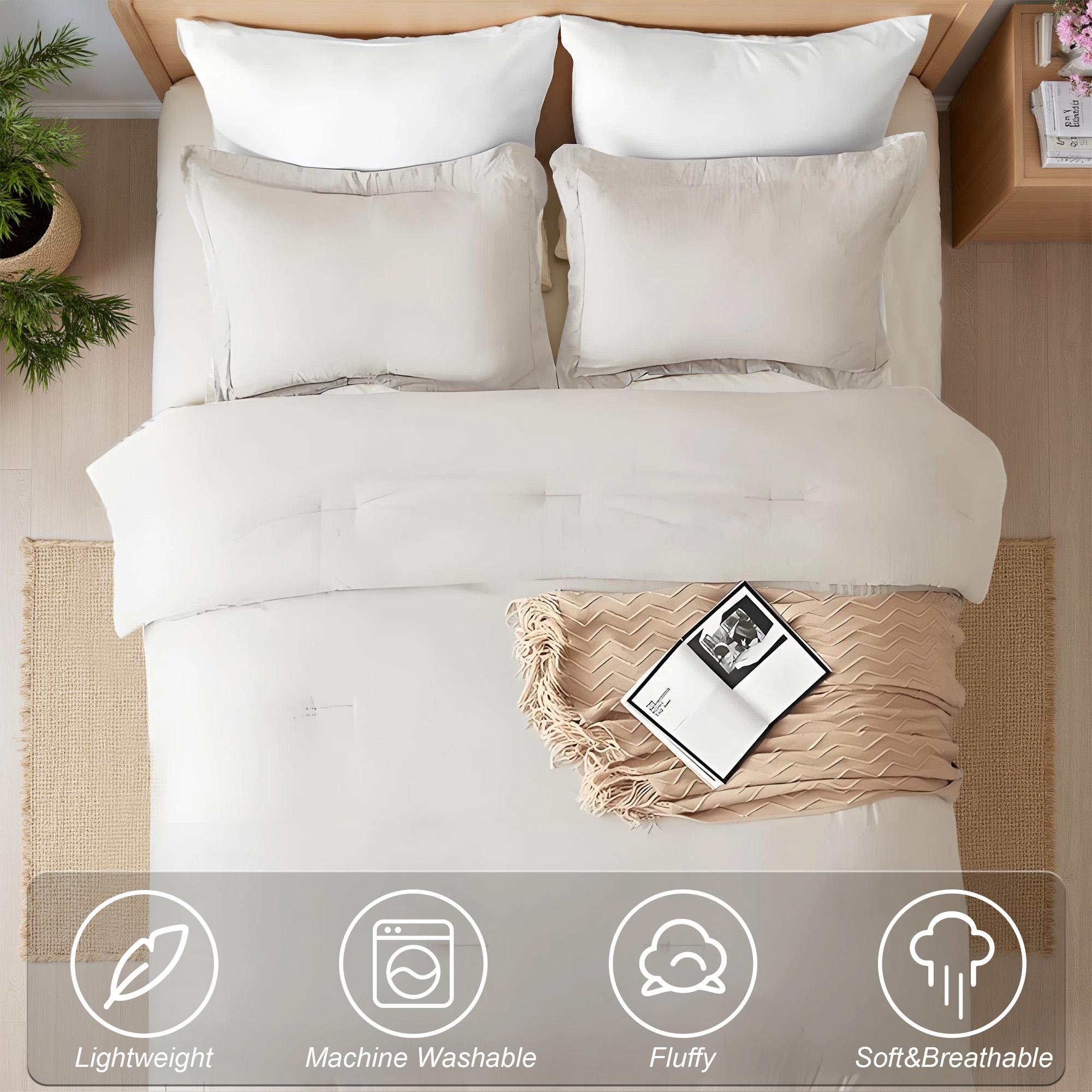 Bepatio 3pcs Soft Cozy Comforter Set Queen Size - Washable Bedding Comforter In Twin Size, Luxury Bedroom Decor Accessories, Breathable Lightweight Fluffy Bedding Sets with 1 Comforter and 2 Pillow Shams,  full comfort, Ideal Gift