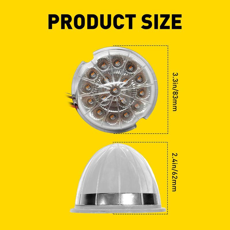 AUXITO 2Pcs Amber Blue Watermelon LED Lights w/ Chrome Ring Side Marker Clearance Lamps