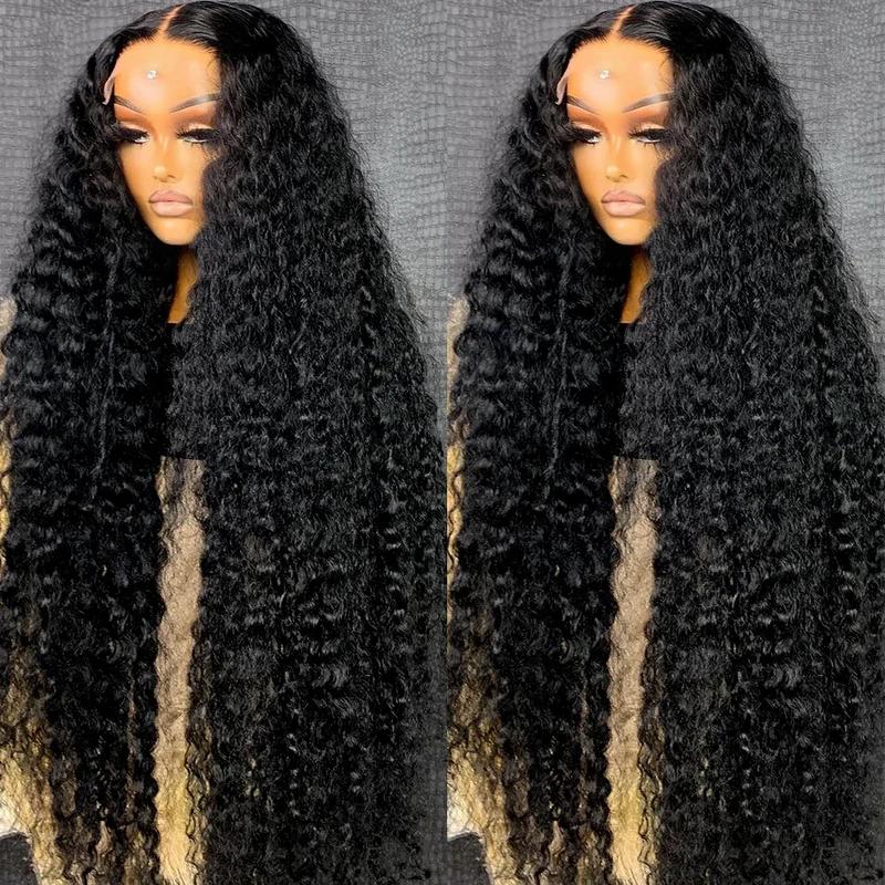 Bling Hair 13x4 Lace Frontal Wigs Human Hair Kinky Curly Frontal Wig Deep Wave 13x6 Lace Front Wigs Pre Plucked For Women Natural Black Color