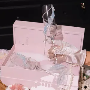 Handmade Custom wedding champagne flute toasting glasses wedding party set wedding gift idea