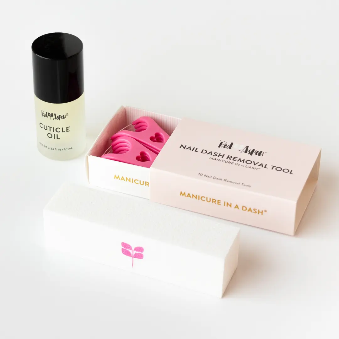 Red Aspen Press On Nail Removal Kit with Cuticle Oil & Buffer for Damage-Free Removal