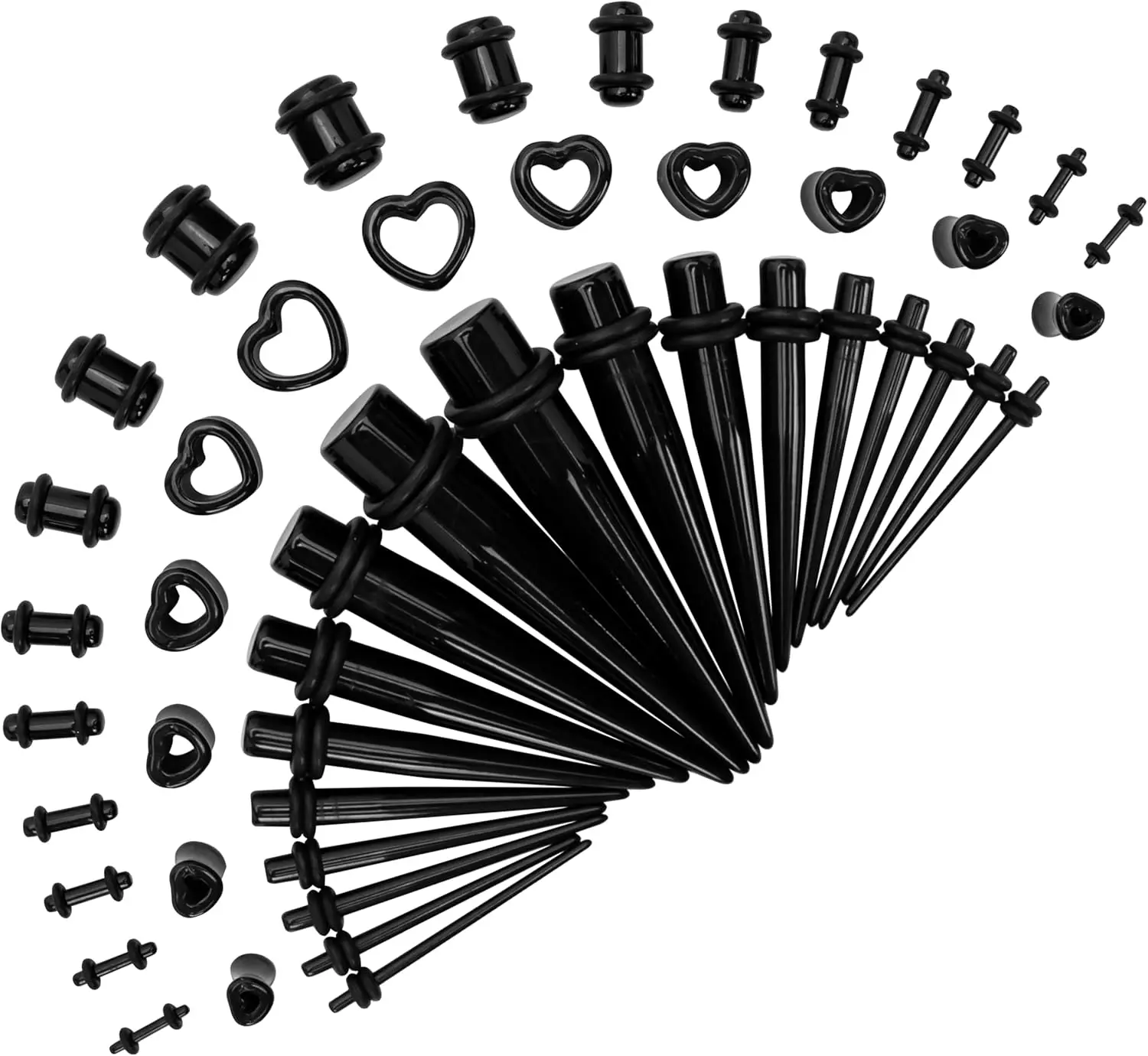 New Marsrut Acrylic, Silicone Ear Stretching Kit: Lightweight Tapers, Heart Tunnels & Plugs for Starter Expanders | Body Piercing Jewelry Earring Gauges Gauging Set for Men, Women (Size: 14G-0000G)