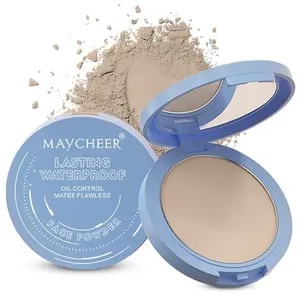 MAYCHEER Flawless Blur Setting Powder 24H Oil Control Waterproof Sweat Proof Matte Finish 10g All Day Wear Makeup Cosmetic Compact