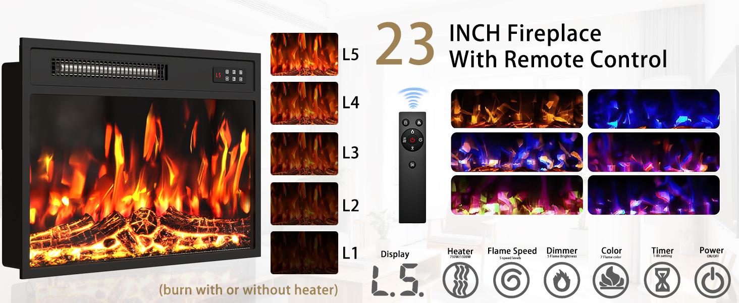 PUKAMI 70" Fluted TV Stand with 23" Electric Fireplace, Modern Wood Cabinet with Fireplace for TVs Up to 80 inches, Curved Edge, Entertainment Center with Sliding Doors for Living Room, Natural Wood