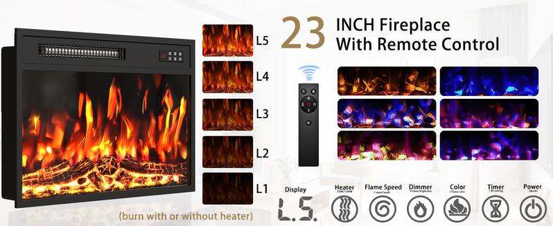 PUKAMI 70" Fluted TV Stand with 23" Electric Fireplace, Modern Wood Cabinet with Fireplace for TVs Up to 80 inches, Curved Edge, Entertainment Center with Sliding Doors for Living Room, Natural Wood