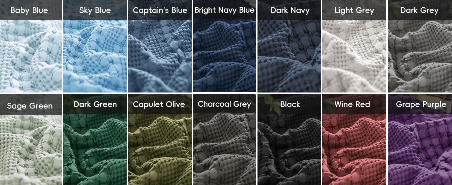 PHF 100% Cotton Weave Waffle Blanket, Aesthetic Soft Woven and Breathable Blanket for Bed Sofa Home Decor for All Seasons, New Year Gift