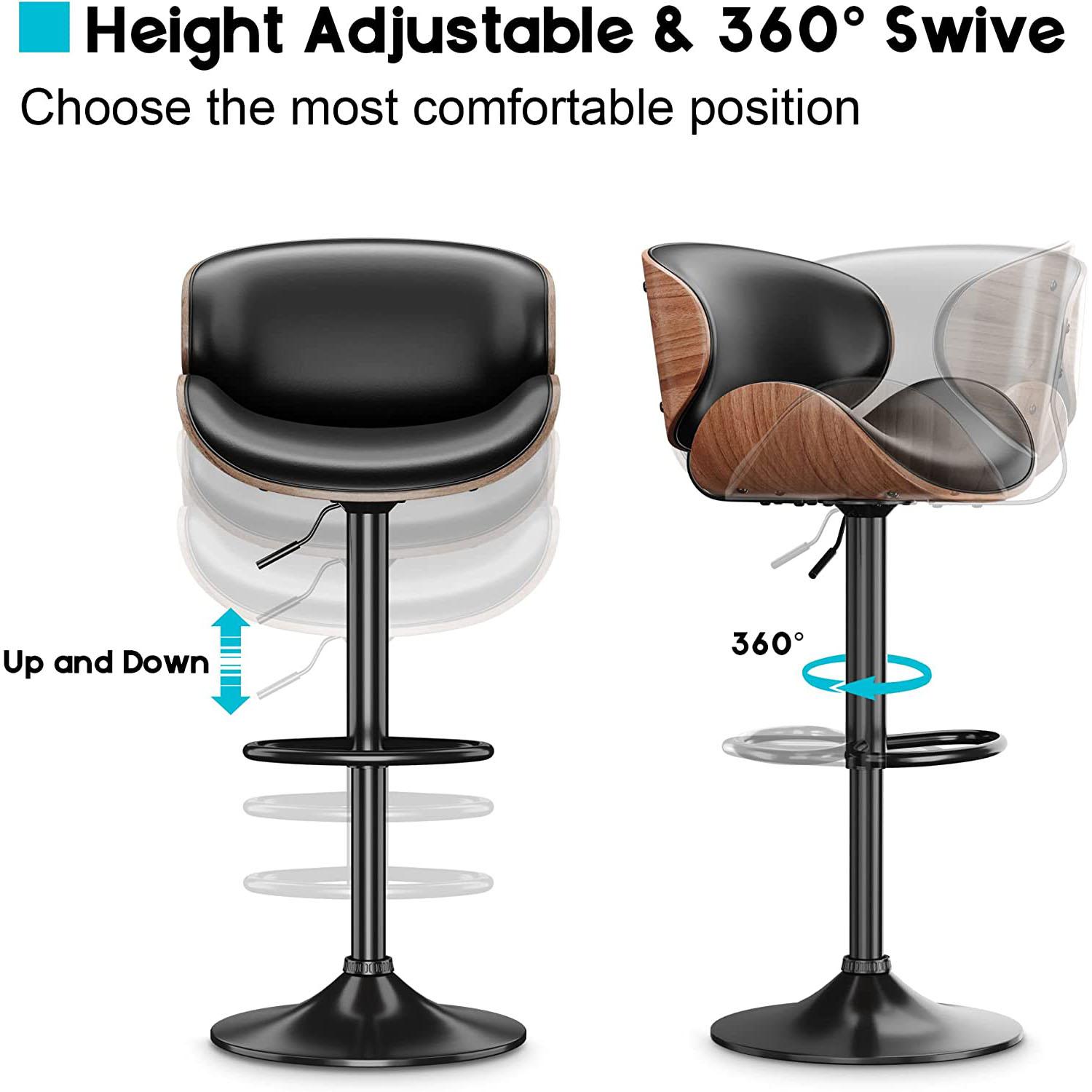 Aowos Bar Stools for Kitchen Counter, Adjustable Bentwood Barstools, Modern PU Leather Upholstered Bar Chair with Back and Footrest, Kitchen Chair, for Bar, Kitchen, Dining Room Aowos Bar Stools for Kitchen Counter, Adjustable Bentwood Barstools, Modern PU Leather Upholstered Bar Chair with Back and Footrest, Kitchen Chair, for Bar, Kitchen, Dining Room