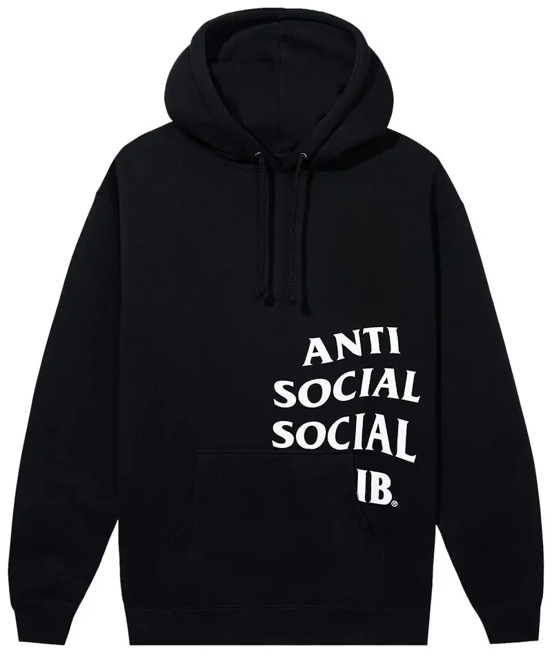 Anti Social Stacked Typography Graphic Hoodie, Statement Text Pullover Sweatshirt, Minimal Urban Streetwear Hoodie, Casual Graphic Gift