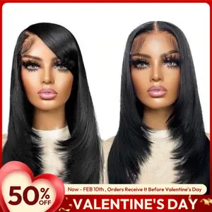 Asteria Hair Straight Layered Glueless Wigs 5x5 Lace Closure Wig - Ready To Go,Beginner Friendly, Invisible Lace, Human Hair DealsForYouDays
