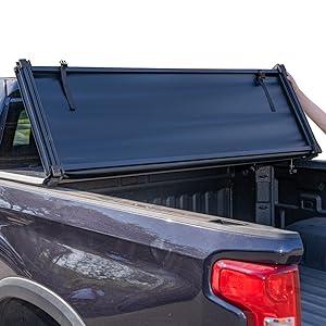 Truck Bed Tonneau Cover Compatible with Dodge Ram 1500(2009-2024) Classic&New 5.7 ft Short Box w/o Rambox, Soft Folding(Tri Fold) Style