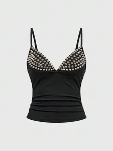 Grunge Punk Sexy Halloween Dark Punk Rivet Patchwork Women Top