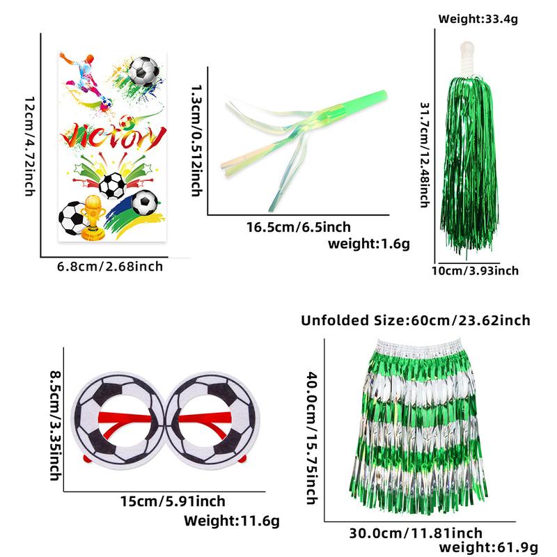 2026 World Cup Fan Gear Set Handheld Stick Whistle Cheerleader Skirt Eye Props Raincoat Fun Props for Fans Complete Set for Football Matches