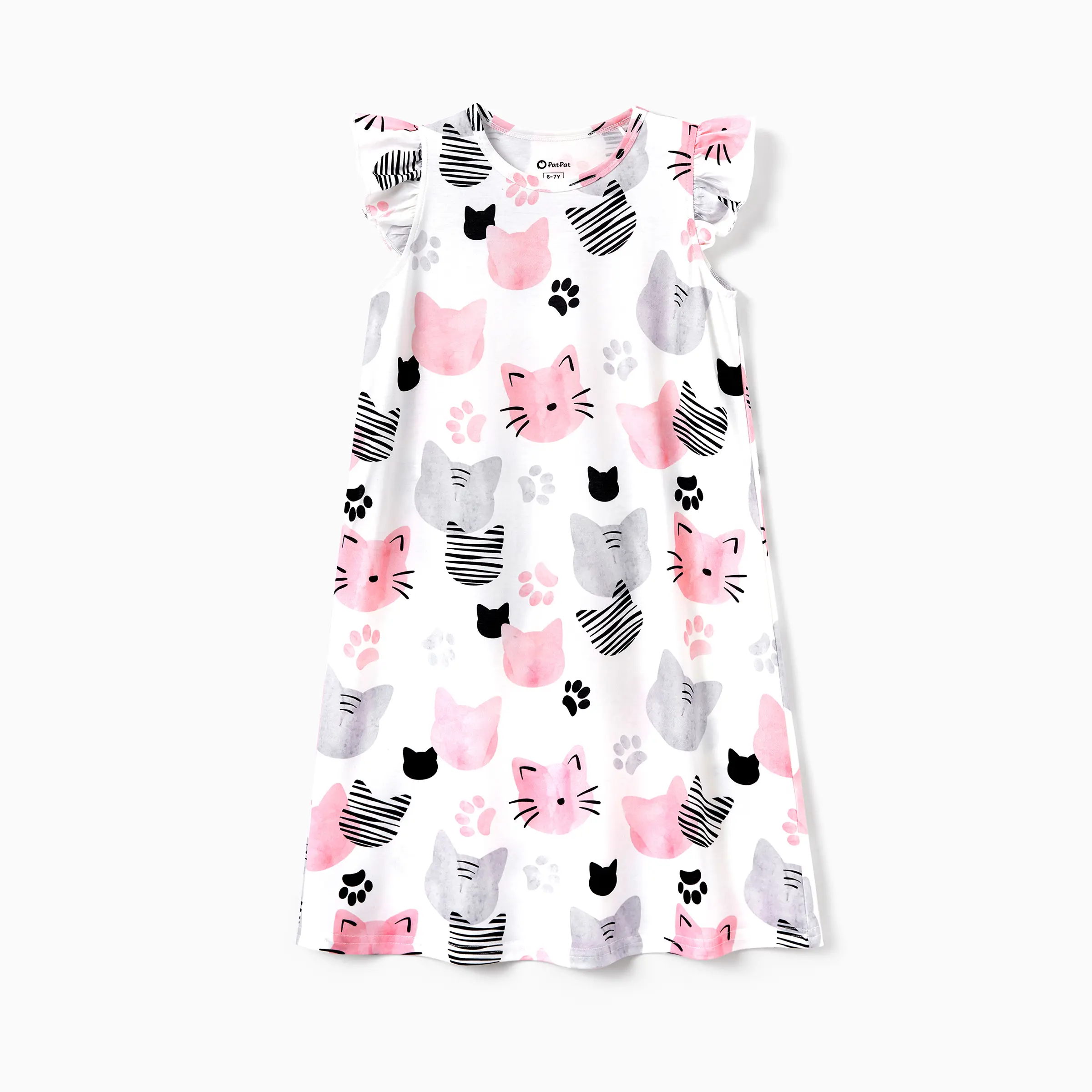 PATPAT Girls Nightgown Soft Summer Sleepwear Cute Pajamas Dress Ruffle Sleeves Night Dresses for Kids