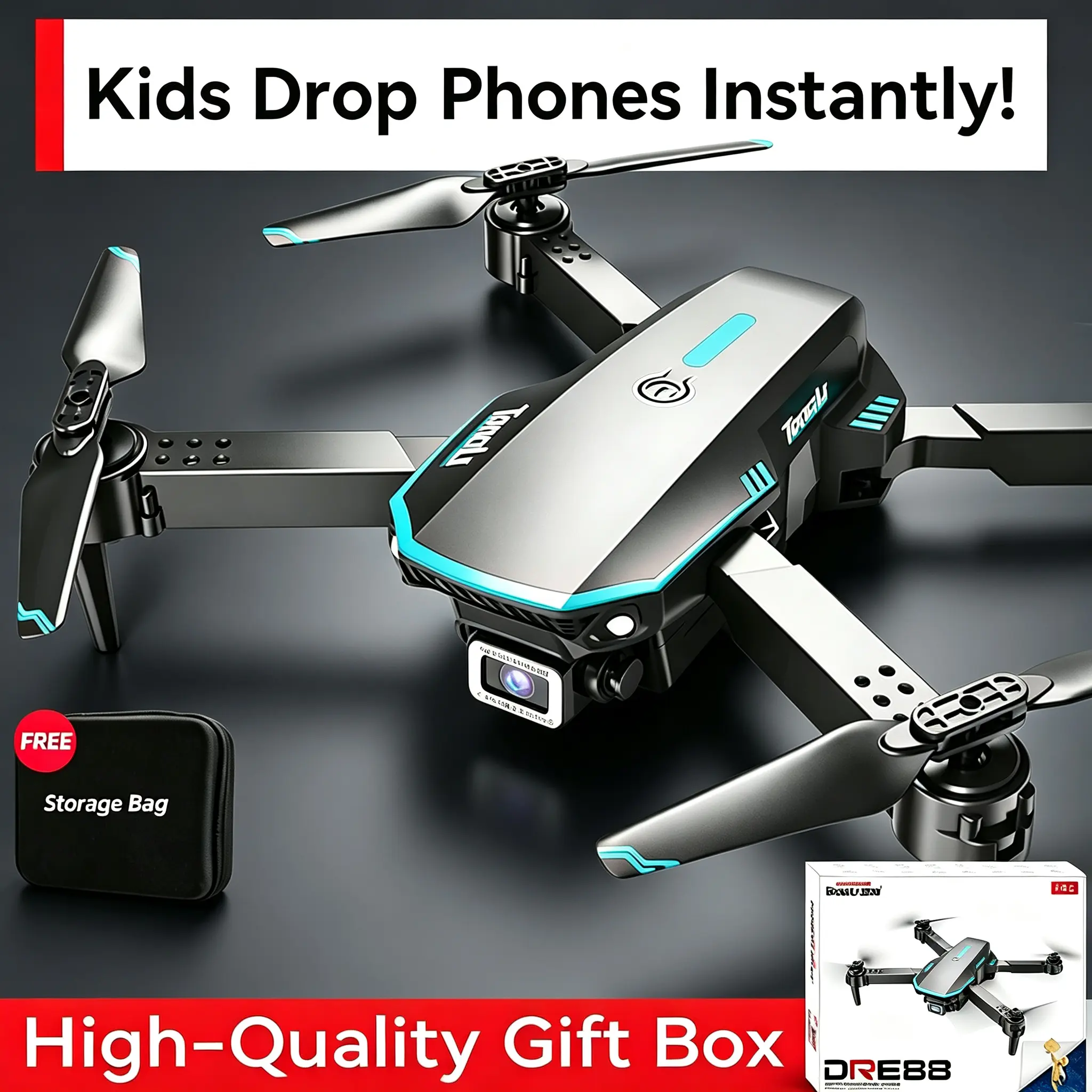 Tongli HD camera drone, toy drone for kids, quadcopter, pocket drone, 3 speed modes, headless mode, auto hover/altitude hold, gesture control, outdoor drone, great for gatherings with friends, back-to-school gift, birthday gift drone