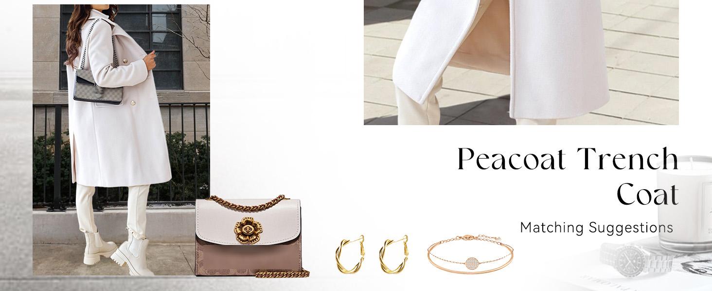 CHARTOU Women's Winter Jacket Double-Breasted Wool Blend Warm Long Trench Coat