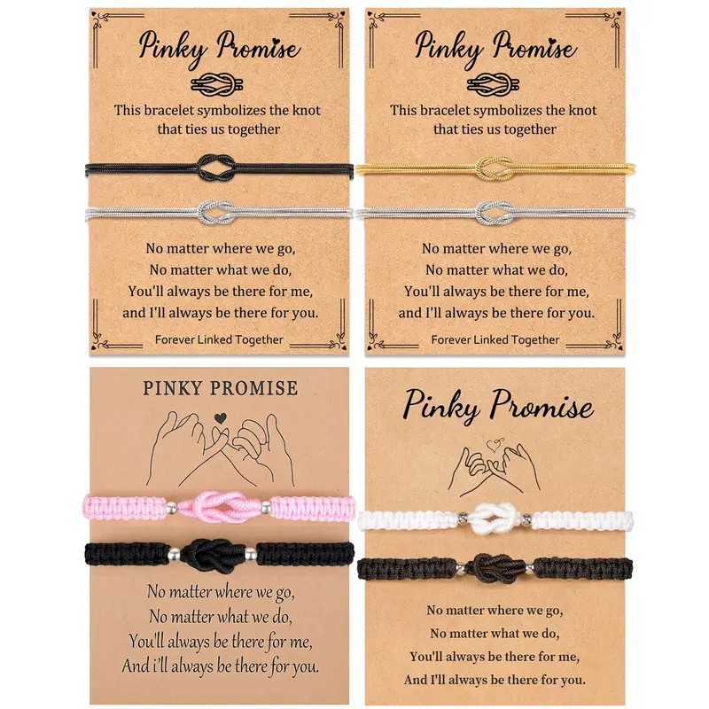 Couple 2-Piece Braided Knotted Bracelet Set - Chinese Lucky Love Knot Link Bracelets with Meanings, Long-Distance Relationship Fashion Accessory, Ideal Boyfriend Anniversary Gift