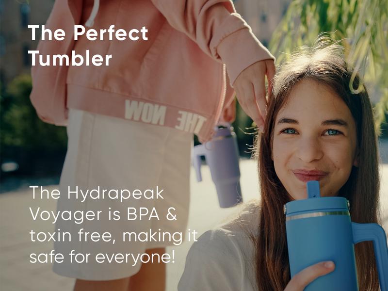 18oz Kids Voyager Tumbler with Handle and Flip-Up Straw Lid | Spill Proof and Leak Resistant | Reusable Stainless Steel Water Bottle