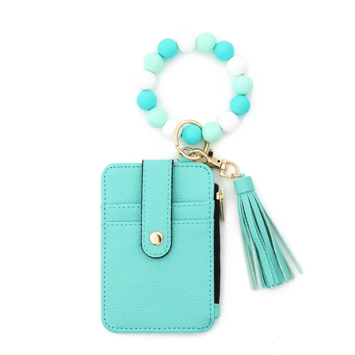 Boho Style Beaded & Tassel Decor Keychain, Fashionable Silicone Beaded Keychain for Women & Girls, Trendy All-match Keychain for Birthday Gift,UU