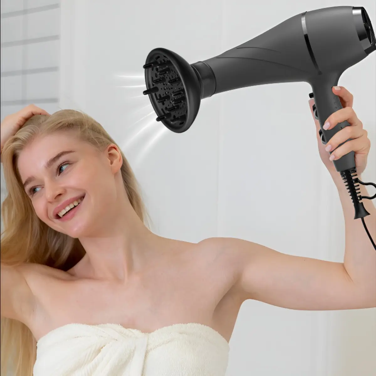 Smoothing Diffuser for Curly Hair & Wavy Textures | Universal Blow Dryer Attachment to Sculpt & Add Volume - Beauty Products, Diffuser Curly Hair, Defined Curls, Lightweight, Hair Dryer Diffuser