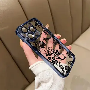Transparent Vine Flower Design TPU Smartphone Case - High-Quality Cellphone Protector Accessory for iPhone 17 Air/16 Plus/15 Pro Max/14 Pro/13/12/11, Handheld Protective Gift for Teenagers (JTDDTPU10)