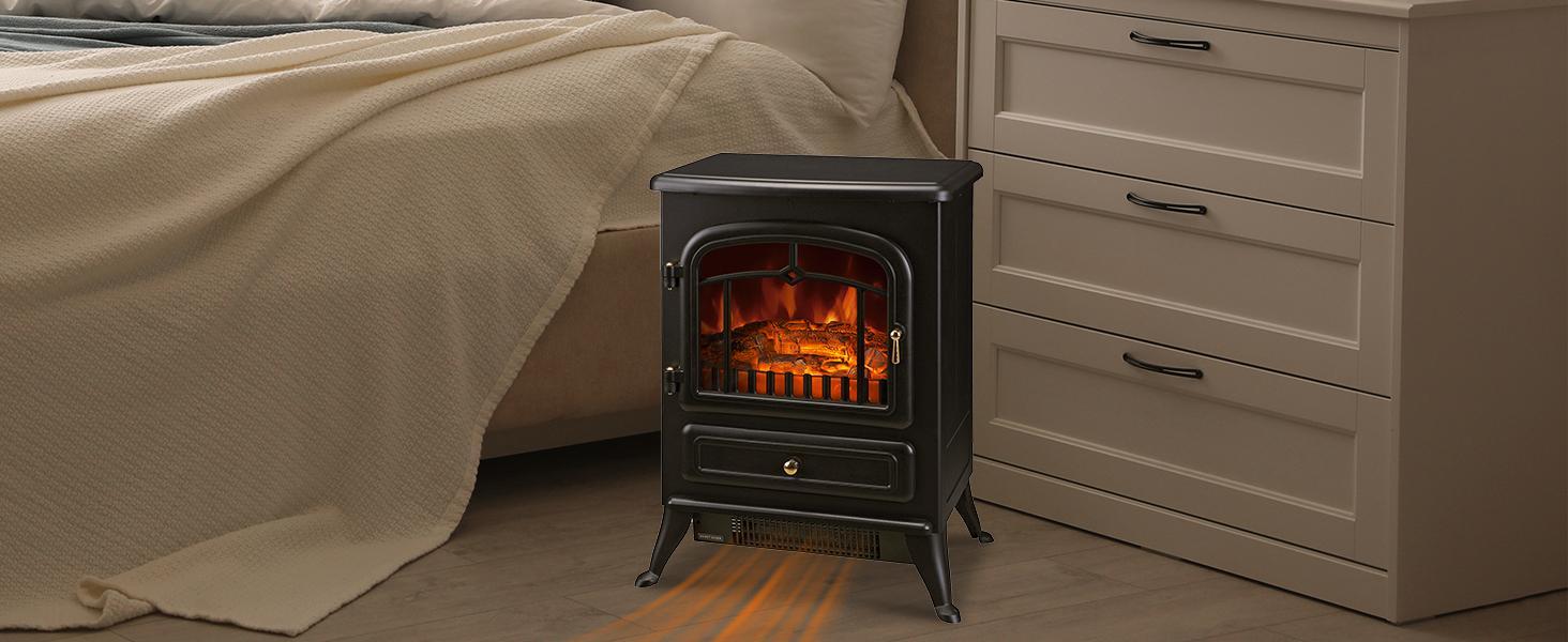 HOMCOM 22" Electric Fireplace Heater with Flame Effect, Freestanding, 750W/1500W