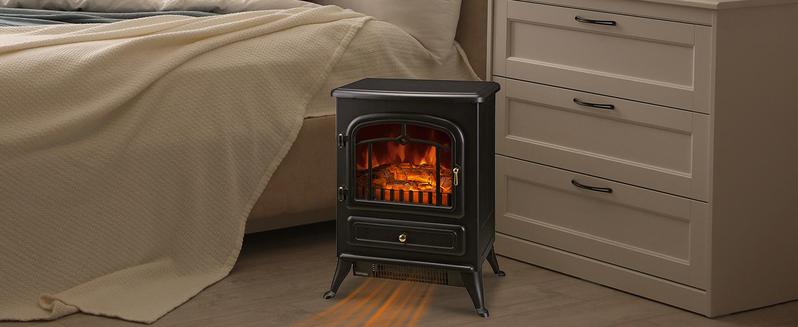 HOMCOM 22" Electric Fireplace Heater with Flame Effect, Freestanding, 750W/1500W