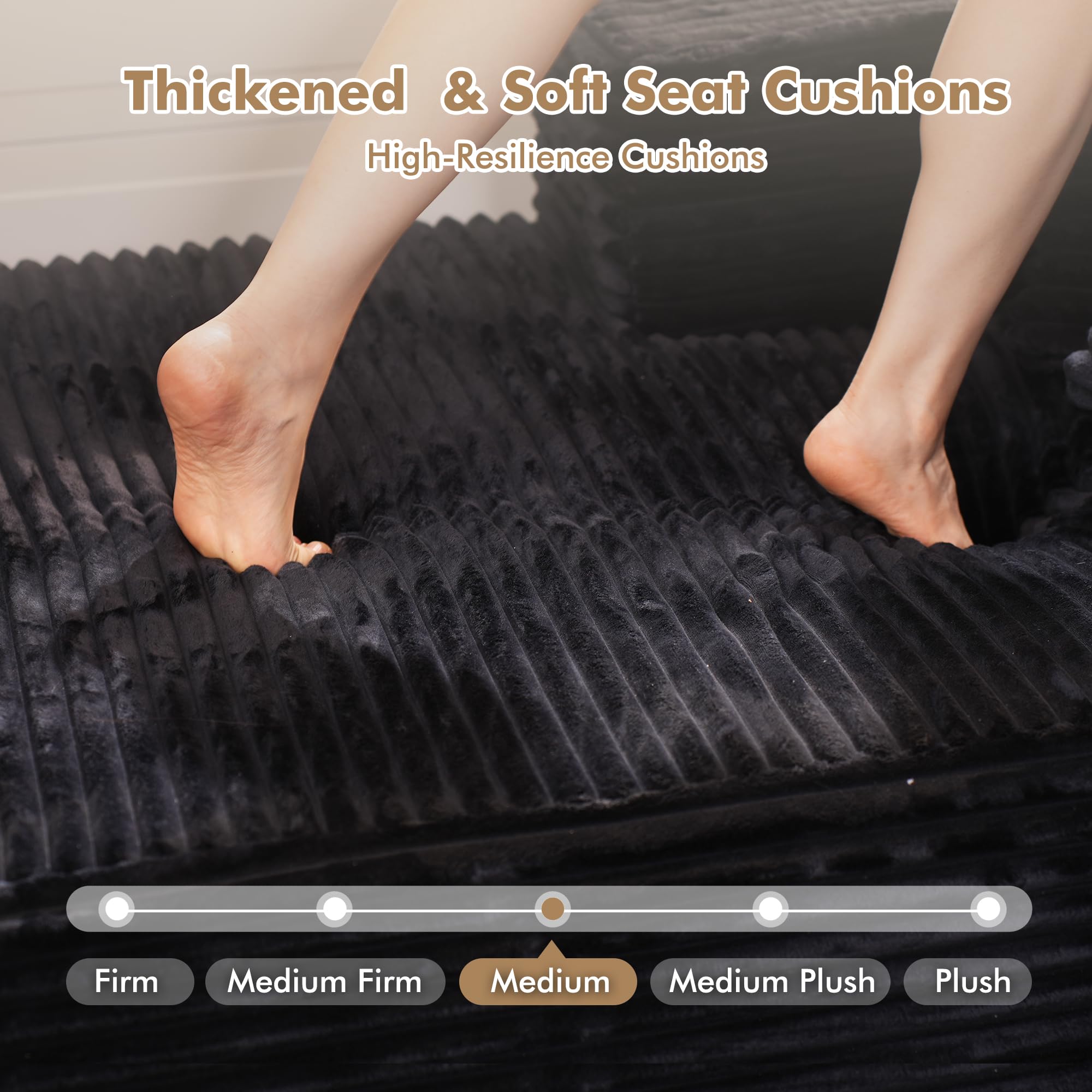 135" Cloud Sectional Couch for Living Room, Modular Floor Boneless Sofa with Plush Corduroy, No Assembly Required, Plush Corduroy Couches with Deep Seat Chaise Lounge 135" Cloud Sectional Couch for Living Room, Modular Floor Boneless Sofa with Plush Corduroy, No Assembly Required, Plush Corduroy Couches with Deep Seat Chaise Lounge