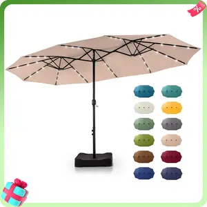 [2026 New] PHI VILLA 15ft Large Outdoor Double-Sided Rectangle Umbrella with Crank Handle, Waterproof, Alloy Steel, Assembly Required Furniture Patio