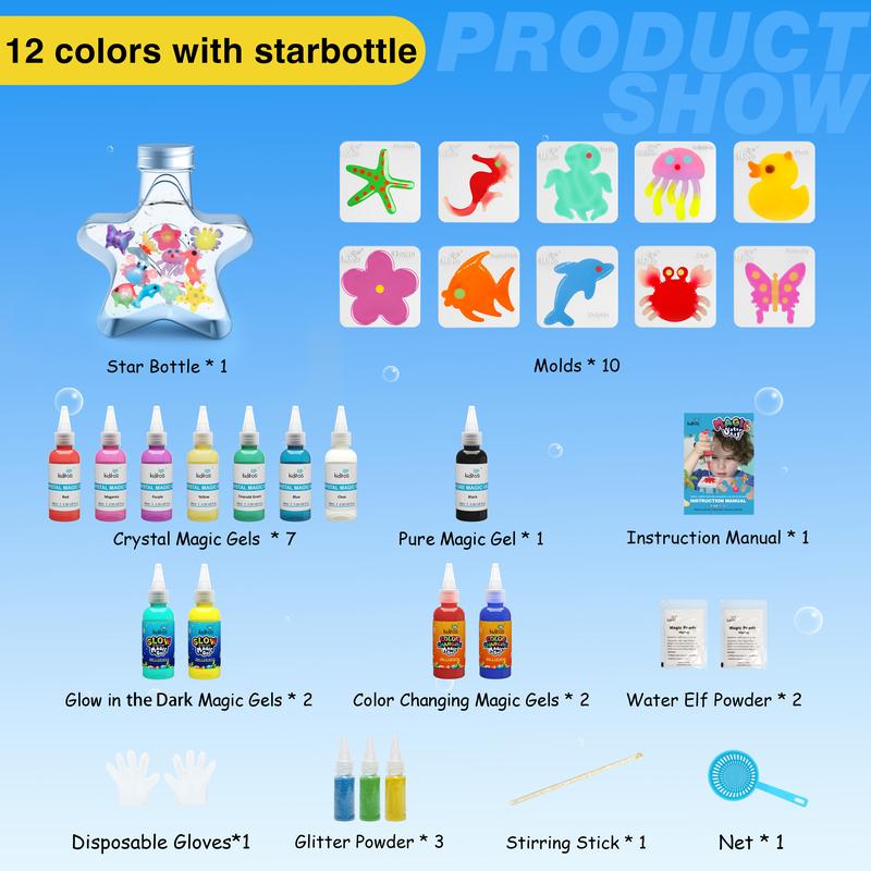 Kiditos  Magic Water Elf Toy Kit with Magic Gels, Molds - Imaginative Play, Christmas Gifts, Birthday Gifts, Party Favors, and Family-Friendly DIY STEM Projects