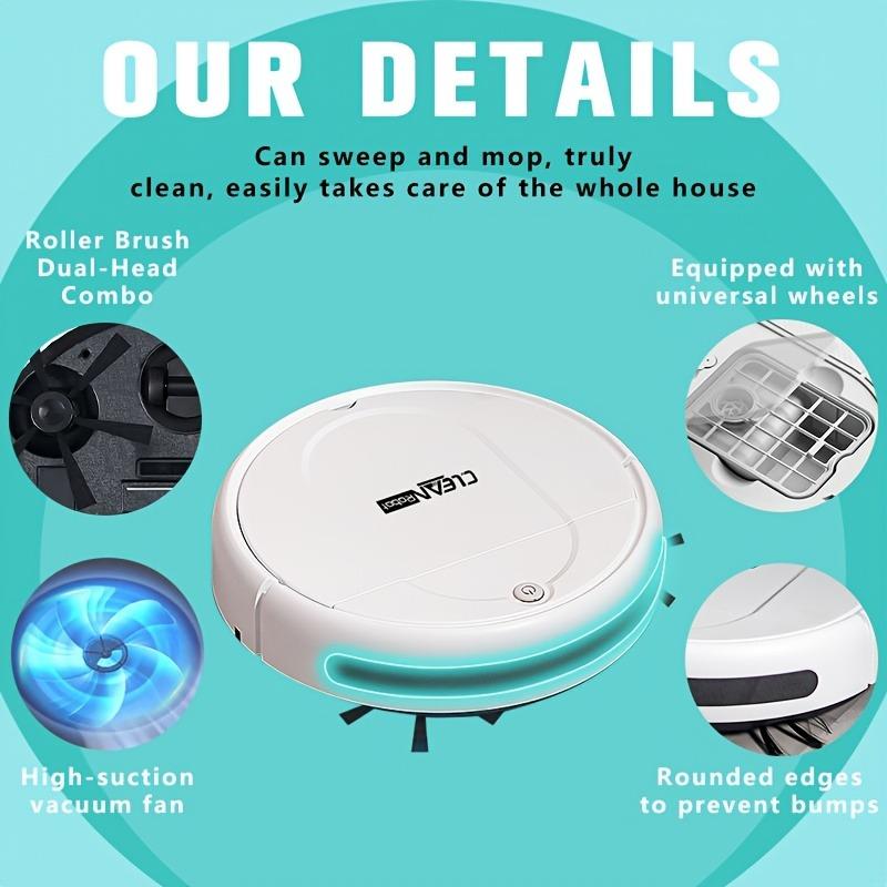 Basic Robot Vacuum – No App | No Mapping | Super Affordable, Robot Vacuum Cleaner 3-in-1 for Mopping Sweeping Advanced Obstacle Avoidance Ultra-Thin Design Ideal for Pet Hair Hard Floor Daily Cleaning Long Running Time（White）