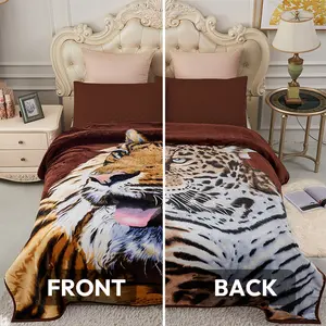 5.6 lbs Blanket 2 Ply Reversible Silky Soft Warm Blanket with A/B Print Machine Washable & Tumble Dry Low Perfect for All Seasons