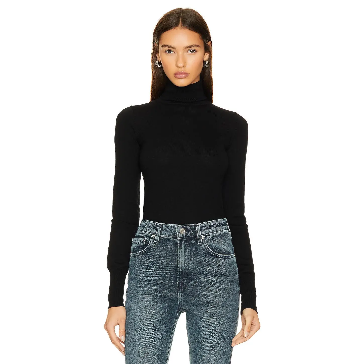 GRLFRND Merino Wool Turtleneck Sweater in Black