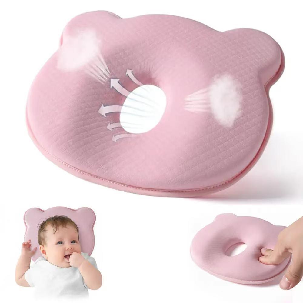 Prevent Flat Head Baby Pillow – Memory Foam Neck Support, Soft Cozy Breathable Hypoallergenic Portable Infant Travel Pillow, Safe Sleeping Aid for Newborn Bebe