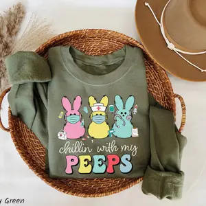 Nurse Easter Sweatshirt, Chillin With My Peeps Shirt, Easter Gift For Nurse, Happy Easter, Cute Nursing Tee, Bunny Nurse Shirt, Easter Nurse