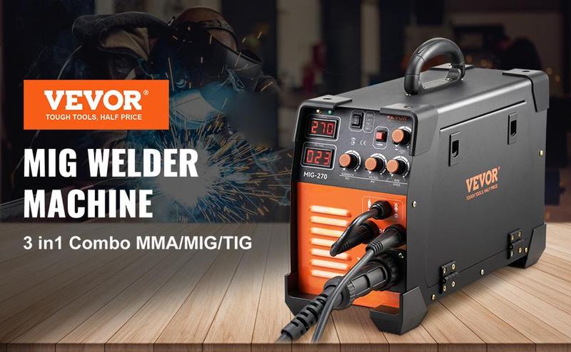 VEVOR MIG Welder, TikTokShopBlackFriday, 130-270A Flux Core Welder, 3 in 1 Combo MMA/MIG/LIFT TIG Welder Machine, Portable MIG-130 Welding Machine IGBT Inverter, Automatic Wire Feeding Welder for Stainless Steel VEVOR MIG Welder, TikTokShopBlackFriday, 130-270A Flux Core Welder, 3 in 1 Combo MMA/MIG/LIFT TIG Welder Machine, Portable MIG-130 Welding Machine IGBT Inverter, Automatic Wire Feeding Welder for Stainless Steel