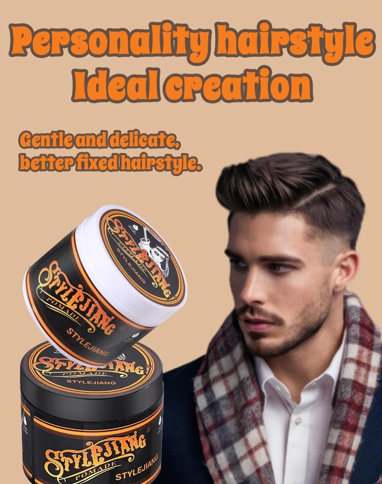 STYLEJIANG Strong Hold Pomade 4oz – Water-Soluble, Long-Lasting Shine, Fresh Scent, Ideal for Curly, Thick, & Stubborn Hair – Men’s Hair Care