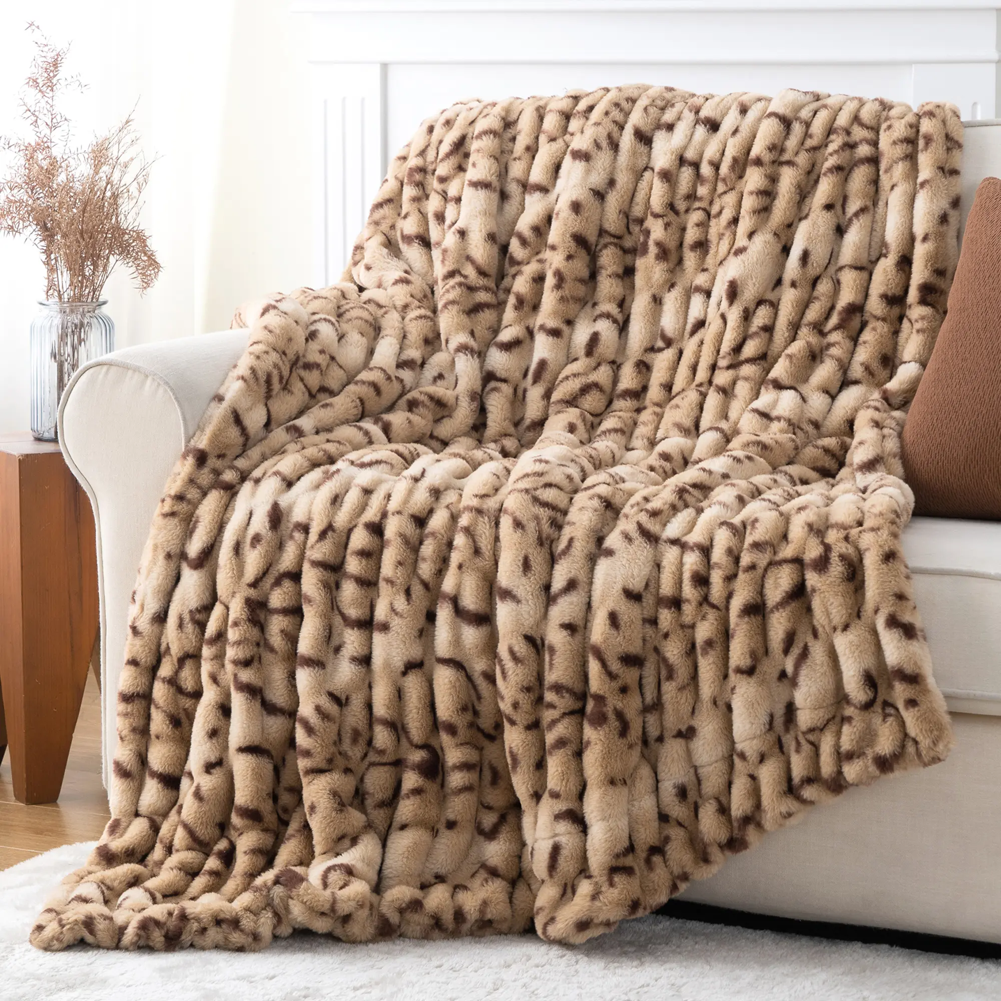 Battilo I Premium Ruched Faux Fur Throw Blanket - Fuzzy, Cozy, Fluffy, Gentle Soft, Soft Warm Options for Bedding & Home Decor, Fuzzy Blanket, Cozy Throw Blanket