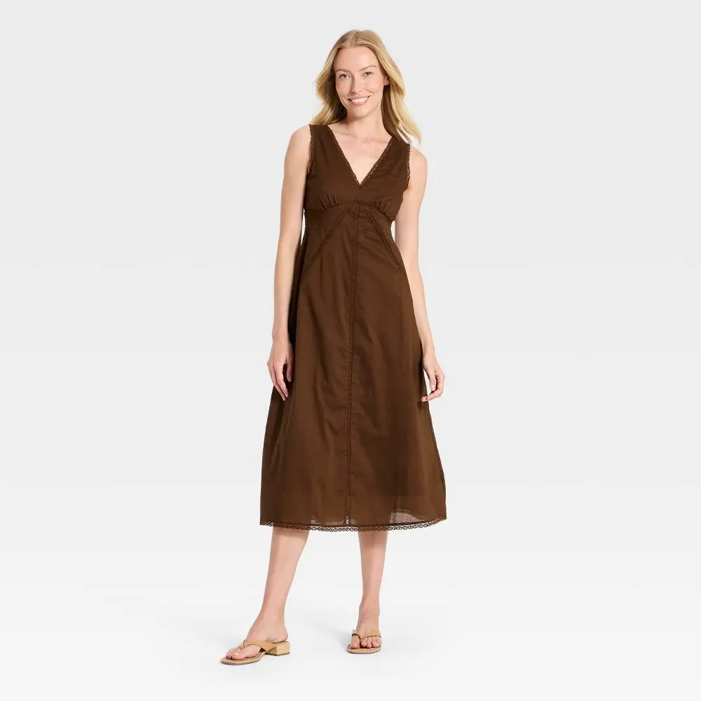 Women's Lace Trim Midi Slip Dress - Universal